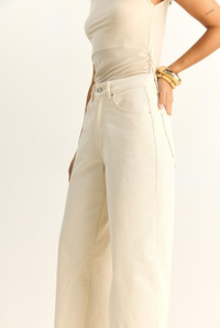 Kadın Vintage Yıkamalı Baggy Kesim Rahat Kalıp Denim Pantolon 703 60286060 - Krem PANTOLON modelleri