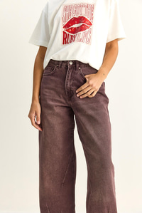 Kadın Vintage Yıkamalı Baggy Kesim Rahat Kalıp Denim Pantolon 703 60286060 - Mürdüm PANTOLON modelleri