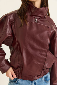 Kadın Viral Oversize Yüksek Yaka Apolet Detaylı Suni Deri Ceket 8058 60286526 - Bordo CEKET modelleri