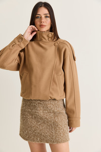 Kadın Viral Oversize Yüksek Yaka Apolet Detaylı Suni Kaşe Kaban 427 60286643 - Camel DIŞ GİYİM modelleri