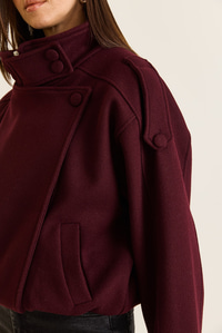 Kadın Viral Oversize Yüksek Yaka Apolet Detaylı Suni Kaşe Kaban 427 60286643 - Bordo DIŞ GİYİM modelleri