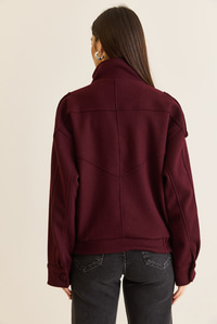 Kadın Viral Oversize Yüksek Yaka Apolet Detaylı Suni Kaşe Kaban 427 60286643 - Bordo DIŞ GİYİM modelleri