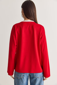Kadın Wild Baskılı Bisiklet Yaka Oversize Uzun Kollu Sweatshirt 2392 60286691 - Kırmızı SWEATSHİRT modelleri