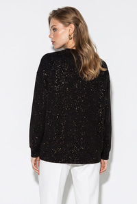 Kadın Yaldız Baskılı Zincir ve Fular Detaylı Modal Oversize Sweatshirt 2266 60286477 - Siyah SWEATSHİRT modelleri