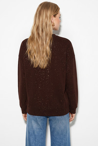 Kadın Yaldız Baskılı Zincir ve Fular Detaylı Modal Oversize Sweatshirt 2266 60286477 - Acı Kahve SWEATSHİRT modelleri