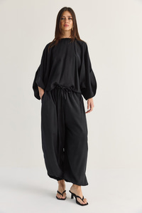 Kadın Yarasa Kol Oversize Bluz Şalvar Pantolon Modal Alt-Üst Takım 4183 60286473 - Siyah ALT - ÜST TAKIM modelleri