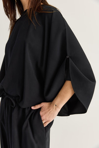 Kadın Yarasa Kol Oversize Bluz Şalvar Pantolon Modal Alt-Üst Takım 4183 60286473 - Siyah ALT - ÜST TAKIM modelleri