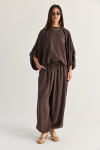 Kadın Yarasa Kol Oversize Bluz Şalvar Pantolon Modal Alt-Üst Takım 4183 60286473 - Acı Kahve ALT - ÜST TAKIM modelleri