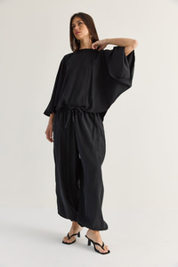 Kadın Yarasa Kol Oversize Bluz Şalvar Pantolon Modal Alt-Üst Takım 4183 60286473 - Siyah ALT - ÜST TAKIM modelleri