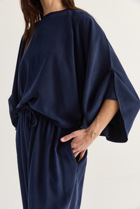 Kadın Yarasa Kol Oversize Bluz Şalvar Pantolon Modal Alt-Üst Takım 4183 60286473 - Lacivert ALT - ÜST TAKIM modelleri