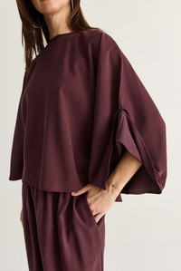 Kadın Yarasa Kol Oversize Bluz Şalvar Pantolon Modal Alt-Üst Takım 4183 60286473 - Mürdüm ALT - ÜST TAKIM modelleri