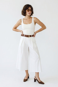 Kadın Yüksek Bel Pile Detaylı Geniş Paça Culotte Pantolon DP261038 60286319 - Beyaz PANTOLON modelleri