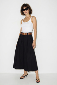 Kadın Yüksek Bel Pile Detaylı Geniş Paça Culotte Pantolon DP261038 60286319 - Siyah PANTOLON modelleri