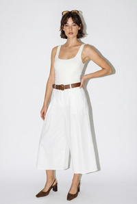 Kadın Yüksek Bel Pile Detaylı Geniş Paça Culotte Pantolon DP261038 60286319 - Beyaz PANTOLON modelleri