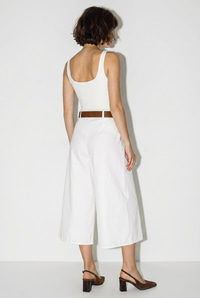 Kadın Yüksek Bel Pile Detaylı Geniş Paça Culotte Pantolon DP261038 60286319 - Beyaz PANTOLON modelleri