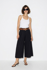 Kadın Yüksek Bel Pile Detaylı Geniş Paça Culotte Pantolon DP261038 60286319 - Siyah PANTOLON modelleri