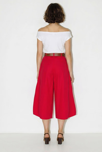 Kadın Yüksek Bel Pile Detaylı Geniş Paça Culotte Pantolon DP261038 60286319 - Kırmızı PANTOLON modelleri