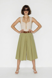Kadın Yüksek Bel Pile Detaylı Geniş Paça Culotte Pantolon DP261038 60286319 - Haki PANTOLON modelleri