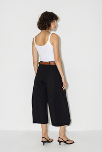 Kadın Yüksek Bel Pile Detaylı Geniş Paça Culotte Pantolon DP261038 60286319 - Siyah PANTOLON modelleri