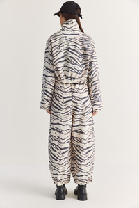 Kadın Zebra Desenli Astarlı Fermuarlı Oversize Ceket Şalvar Kesim Pantolon Takım 4231 60286762 - Ekru-Siyah ALT - ÜST TAKIM modelleri