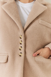 Kalın Kaşe Blazer Ceket Kısa Kaban 60261366 - Bej