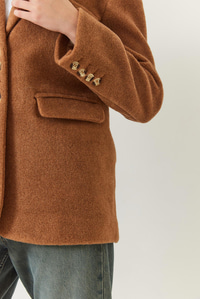 Kalın Kaşe Blazer Ceket Kısa Kaban 60261366 - Kahverengi