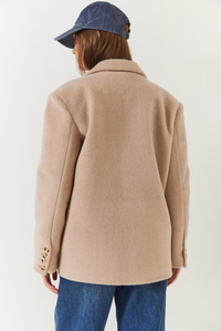 Kalın Kaşe Blazer Ceket Kısa Kaban 60261366 - Bej