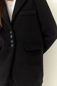 Kalın Kaşe Blazer Ceket Kısa Kaban 60261366 - Siyah