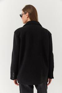 Kalın Kaşe Blazer Ceket Kısa Kaban 60261366 - Siyah