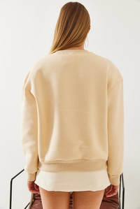 Kalp Baskılı Sweatshirt MBHS017 60601017 - Bej