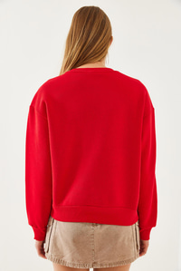 Kalp Baskılı Sweatshirt MBHS017 60601017 - Kırmızı