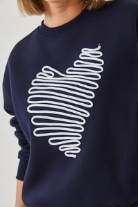 Kalp Nakışlı Sweatshirt 60601030 - Lacivert