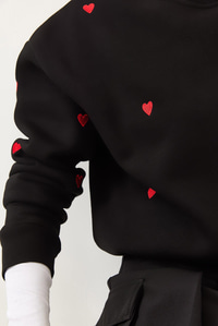 Kalp Nakışlı Sweatshirt MBHS016 60601016 - Siyah