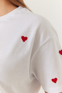 Kalp Nakışlı Tshirt 60602004 - Beyaz