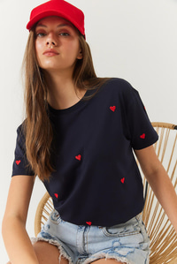 Kalp Nakışlı Tshirt 60602004 - Lacivert