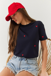 Kalp Nakışlı Tshirt 60602004 - Lacivert