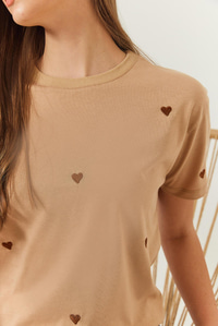 Kalp Nakışlı Tshirt 60602004 - Vizon