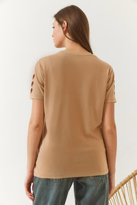 Kalp Nakışlı Tshirt 60602008 - Vizon