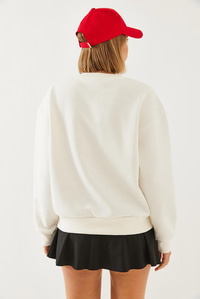 Kalp ve Yazı Baskılı Sweatshirt MBHS023 60601023 - Ekru