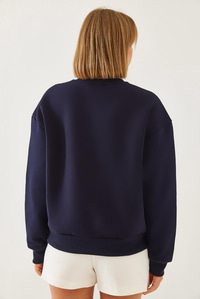 Kalp ve Yazı Baskılı Sweatshirt MBHS023 60601023 - Lacivert