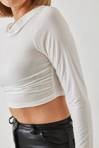 Kapişonlu Candy Kumaş Crop Bluz 60351281 - Beyaz