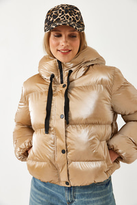 Kapişonlu Chine Şişme Mont 2372 60351316 - Camel