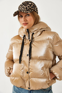 Kapişonlu Chine Şişme Mont 2372 60351316 - Camel