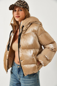 Kapişonlu Chine Şişme Mont 2372 60351316 - Camel