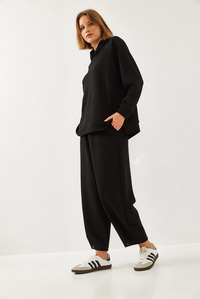 Kapişonlu Yırtmaçlı Alt Üst Takım 60351256 - Siyah