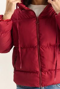 Kapüşonlu Şişme Mont - Koyu Bordo DIŞ GİYİM modelleri