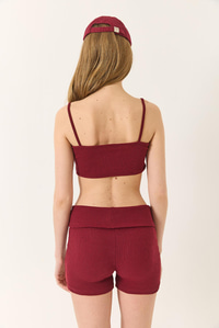 Kaşkorse İnce Askılı Crop Hırka Şortlu Üçlü Takım 60284033 - Bordo