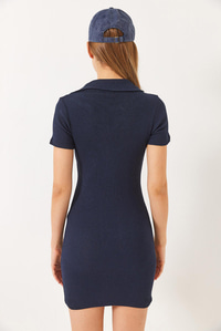 Kaşkorse Polo Yaka Mini Basic Elbise 60284008 - Lacivert