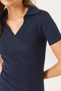 Kaşkorse Polo Yaka Mini Basic Elbise 60284008 - Lacivert