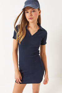 Kaşkorse Polo Yaka Mini Basic Elbise 60284008 - Lacivert